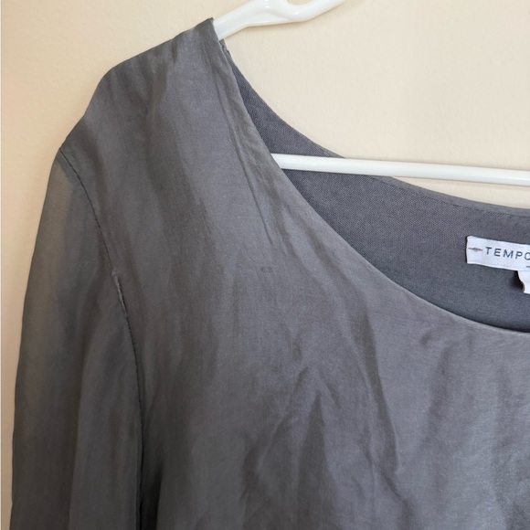 Tempo Paris Lag & Look Charcoal Lace Bottom Romantic Victorian Blouse Top Boho - Picture 4 of 10